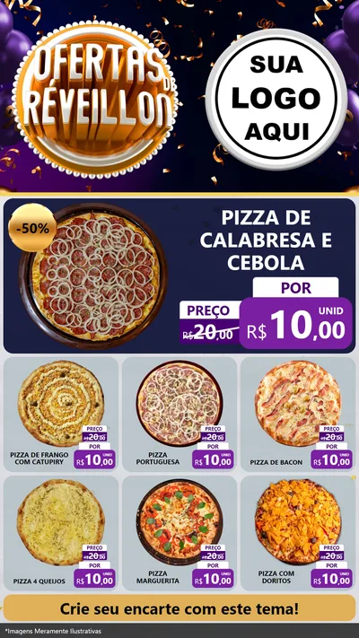Modelo de Rede Social para Stories com o tema Ofertas de Réveillon para Pizzaria