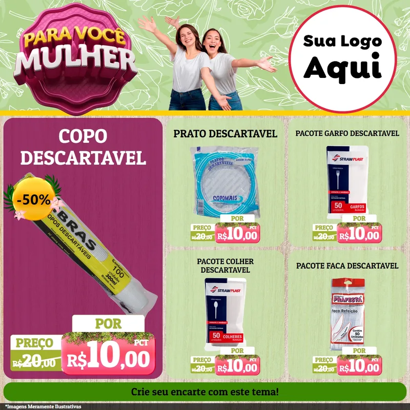 Modelo de Rede Social para Feed Facebook com o tema Para Você Mulher para Embalagens