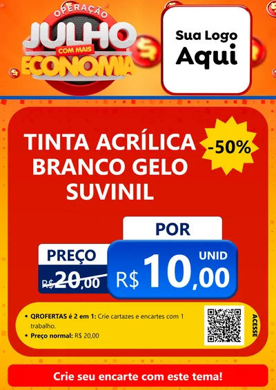 Modelo de Cartaz para Cartaz A4 Vertical com o tema Operação Julho Com Mais Economia para Tintas e Ferramentas