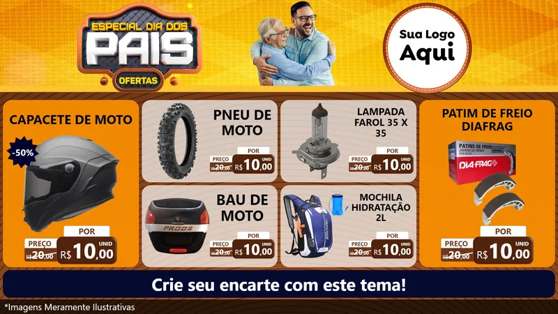 Modelo de TV para TV Horizontal com o tema Especial Dia dos Pais para Moto peças