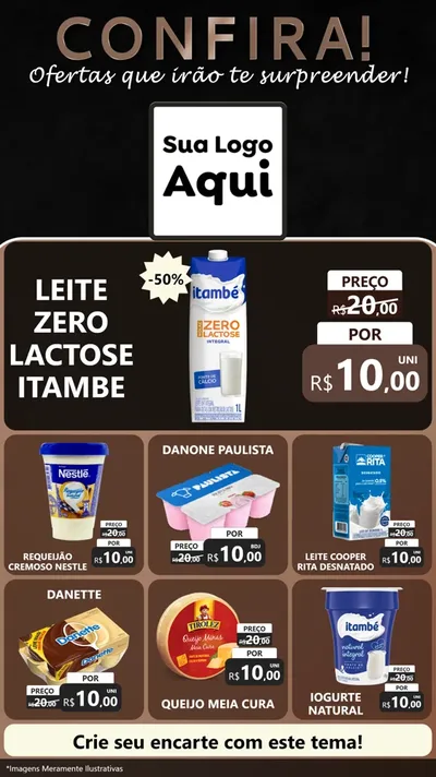 Modelo de Rede Social para Stories com o tema Confira! Ofertas que irão te surpreender! para Frios e Laticínios