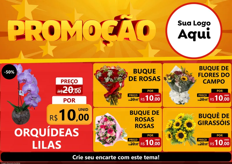 Modelo de Encarte para Encarte A4 Horizontal com o tema Promoção para Floricultura e jardim