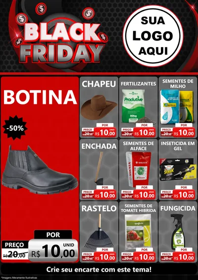 Modelo de Encarte para Encarte A4 Vertical com o tema Black Friday para Agropecuária
