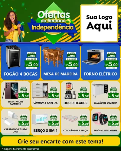 Modelo de Rede Social para Feed Instagram com o tema Ofertas da Semana da Independência para Móveis e Eletro
