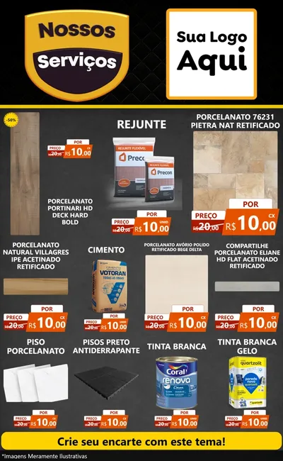 Modelo de Encarte para Encarte Grande com o tema Nossos Serviços para Pisos e revestimentos