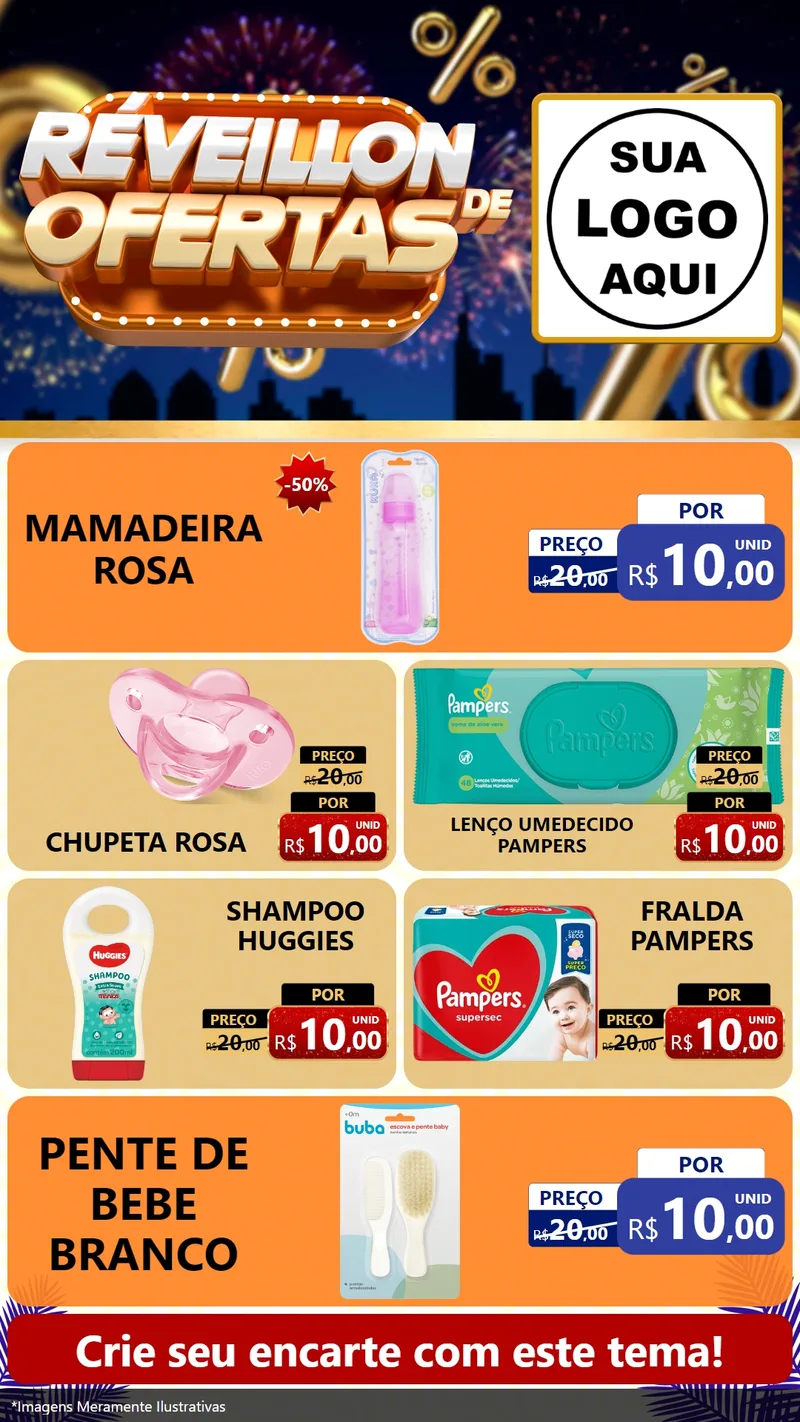 Modelo de TV para TV Vertical com o tema Réveillon de Ofertas para Bebês