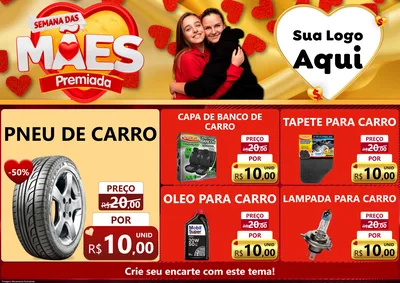 Modelo de Encarte para Encarte A4 Horizontal com o tema Semana das Mães Premiada para Auto peças