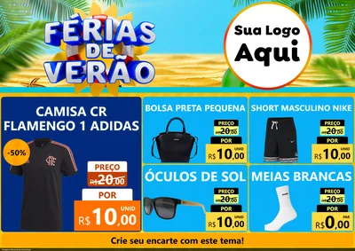 Modelo de Encarte para Encarte A4 Horizontal com o tema Férias de Verão para Roupas e acessórios