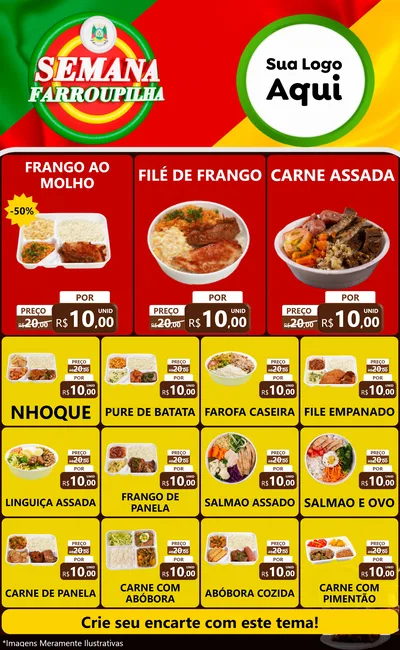 Modelo de Encarte para Encarte Grande com o tema Semana Farroupilha para Restaurante