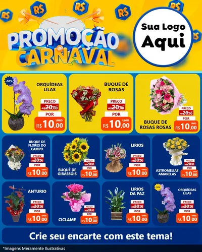 Modelo de Rede Social para Feed Instagram com o tema Promoção de Carnaval para Floricultura e jardim