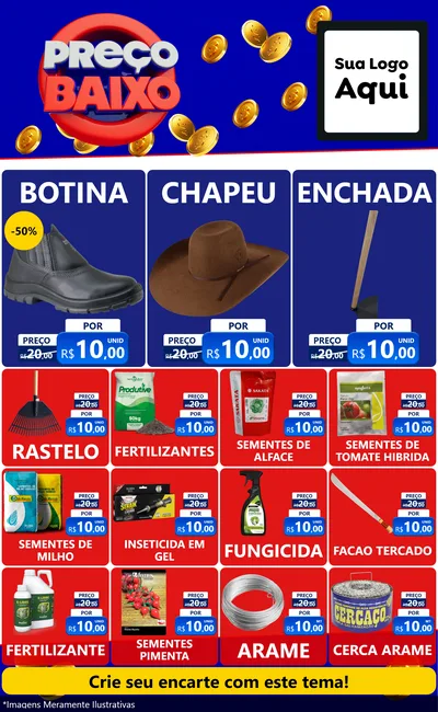 Modelo de Encarte para Encarte Grande com o tema Preço Baixo para Agropecuária