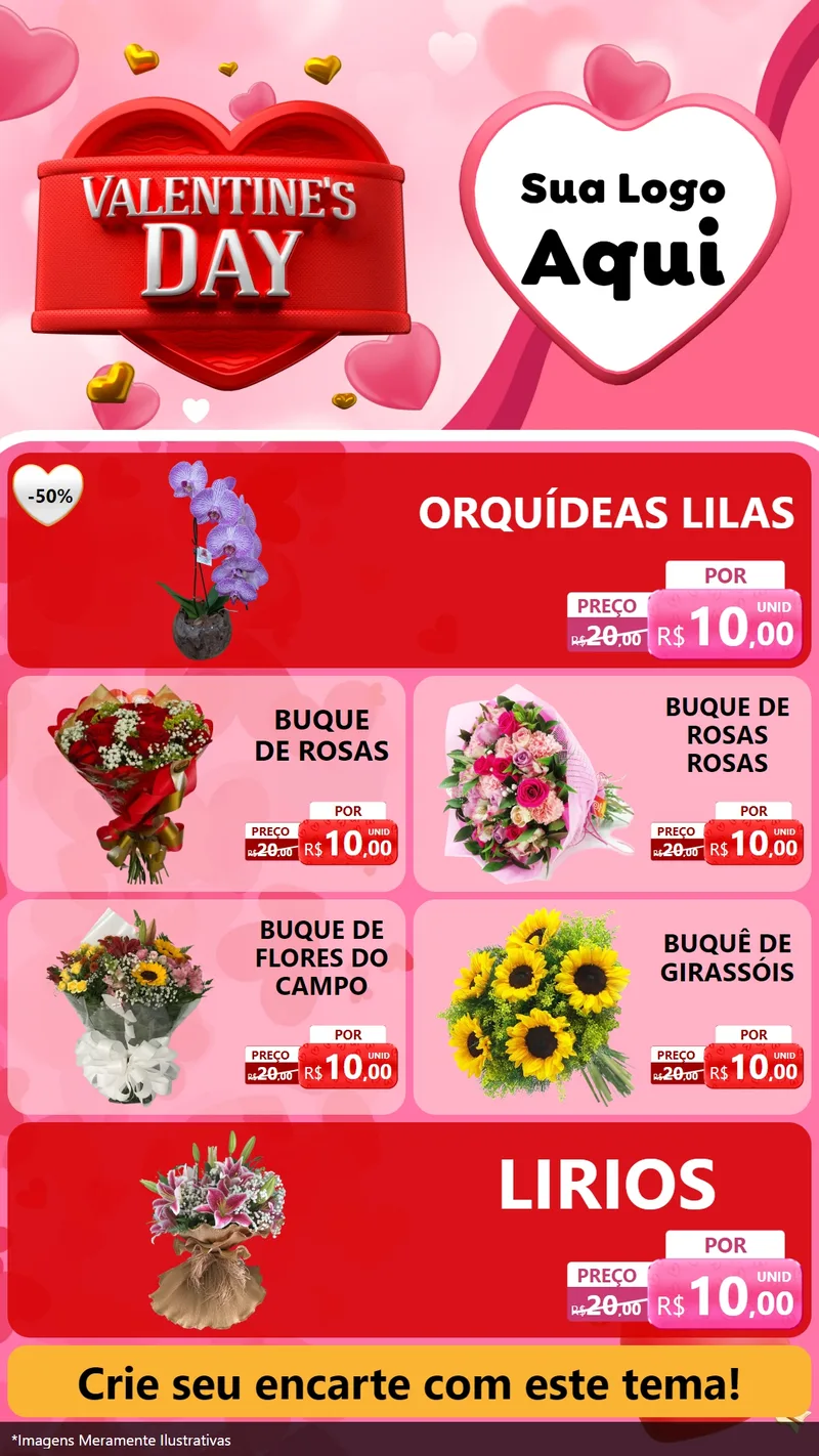 Modelo de TV para TV Vertical com o tema Valentine's Day para Floricultura e jardim