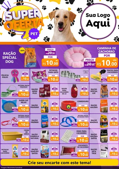 Modelo de Encarte para Encarte A4 Vertical com o tema Super Oferta Pet para Pet Shop