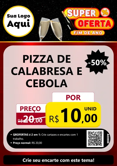 Modelo de Cartaz para Cartaz A4 Vertical com o tema Super Oferta Fim de Ano para Pizzaria