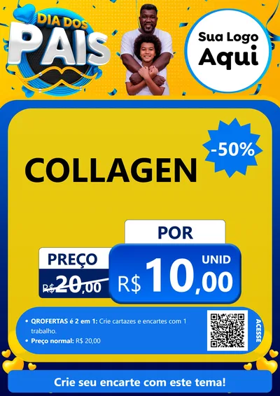 Modelo de Cartaz para Cartaz A4 Vertical com o tema Dia dos Pais para Suplementos alimentares