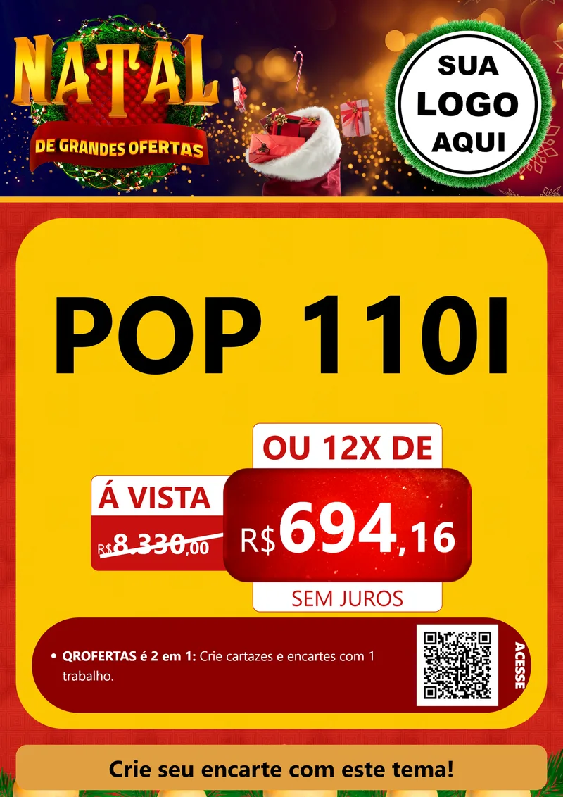 Modelo de Cartaz para Cartaz A4 Vertical com o tema Natal de Grandes Ofertas para Concessionaria de Motos
