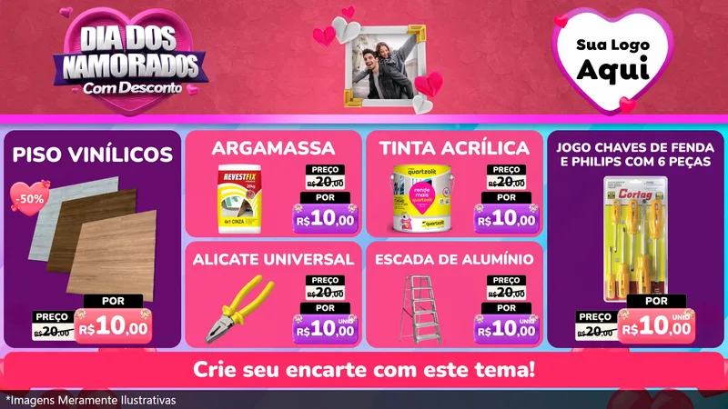 Modelo de TV para TV Horizontal com o tema Dia Dos Namorados Com Desconto para Material para Construção