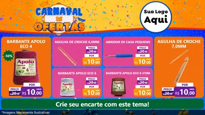 Modelo de TV para TV Horizontal com o tema Carnaval de Ofertas para Armarinho e Aviamentos