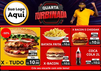 Modelo de Encarte para Encarte A4 Horizontal com o tema Quarta Turbinada para Hamburgueria
