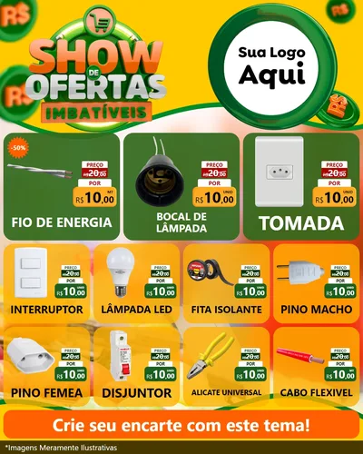 Modelo de Rede Social para Feed Instagram com o tema Show de Ofertas Imbatíveis para Materiais Elétricos