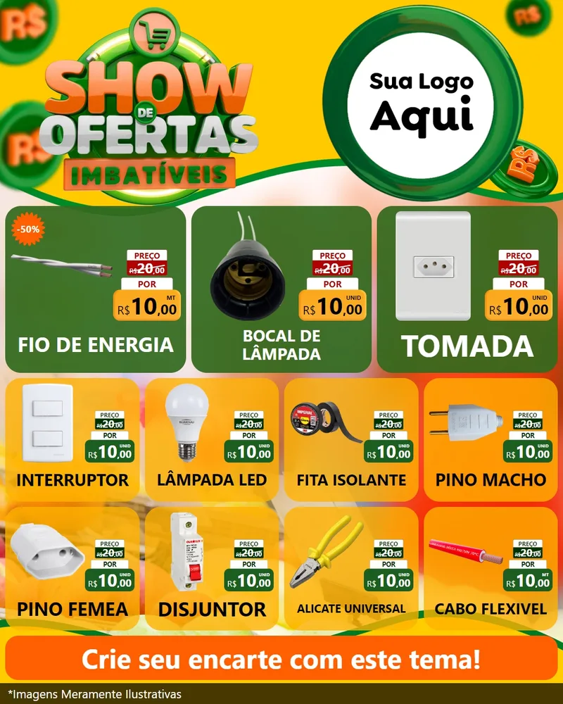 Modelo de Rede Social para Feed Instagram com o tema Show de Ofertas Imbatíveis para Materiais Elétricos