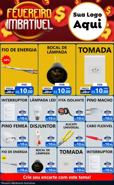 Modelo de Encarte para Encarte Grande com o tema Fevereiro Imbatível para Materiais Elétricos