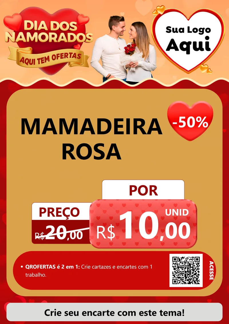 Modelo de Cartaz para Cartaz A4 Vertical com o tema Dia dos Namorados - Aqui Tem Ofertas para Bebês