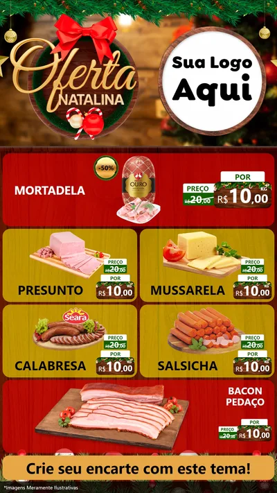 Modelo de TV para TV Vertical com o tema Ofertas Natalina para Frios e Laticínios