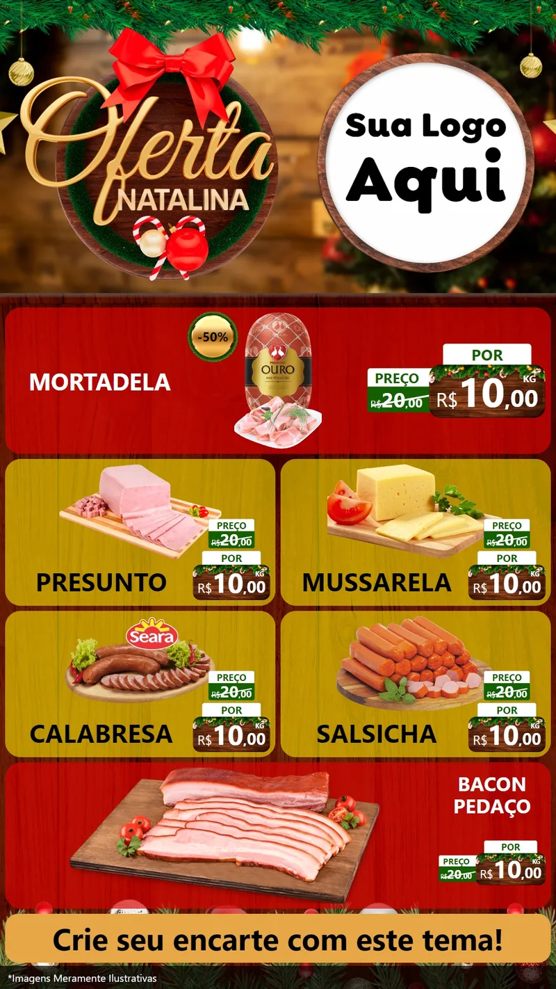 Modelo de TV para TV Vertical com o tema Ofertas Natalina para Frios e Laticínios