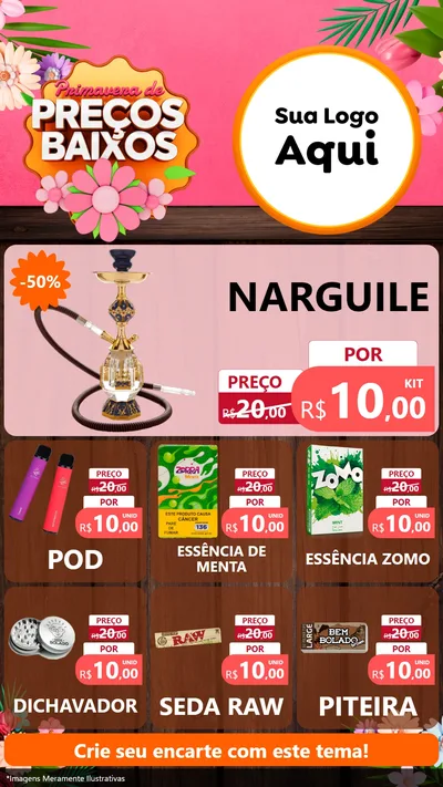 Modelo de Rede Social para Stories com o tema Primavera de Preços Baixos para Tabacaria