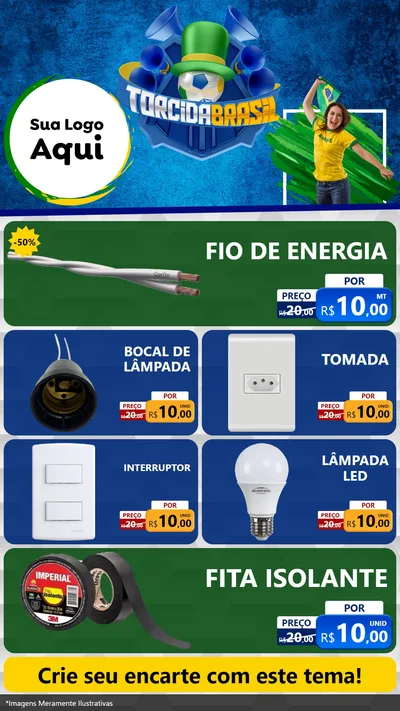 Modelo de TV para TV Vertical com o tema Torcida Brasil - Copa para Materiais Elétricos