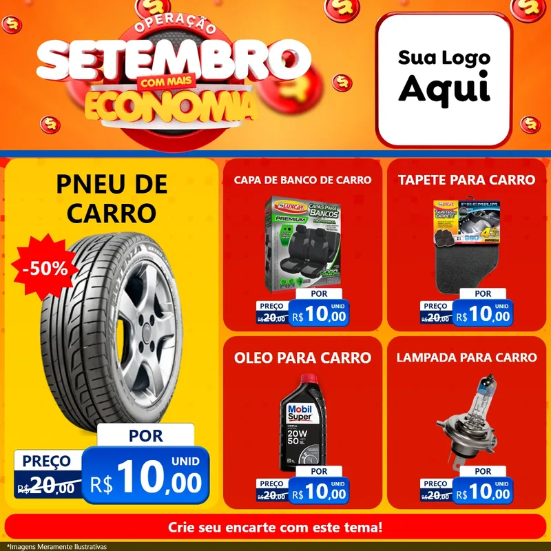 Modelo de Rede Social para Feed Facebook com o tema Operação Setembro Com Muita Economia para Auto peças