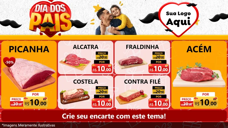 Modelo de TV para TV Horizontal com o tema Dia dos Pais para Açougue