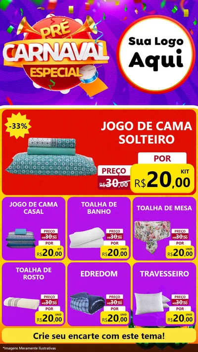 Modelo de Rede Social para Stories com o tema Pré-Carnaval Especial para Cama, Mesa e Banho