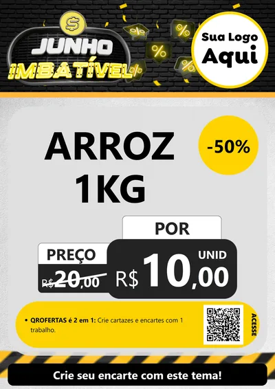 Modelo de Cartaz para Cartaz A4 Vertical com o tema Junho Imbatível para Supermercado