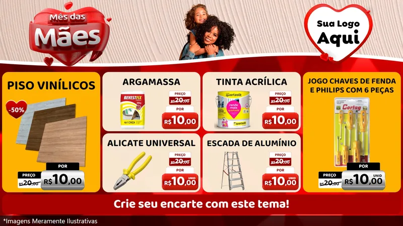 Modelo de TV para TV Horizontal com o tema Mês das Mães para Material para Construção