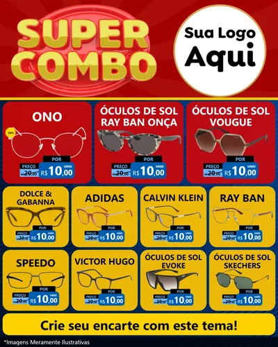 Modelo de Rede Social para Feed Instagram com o tema Super Combo para Óticas