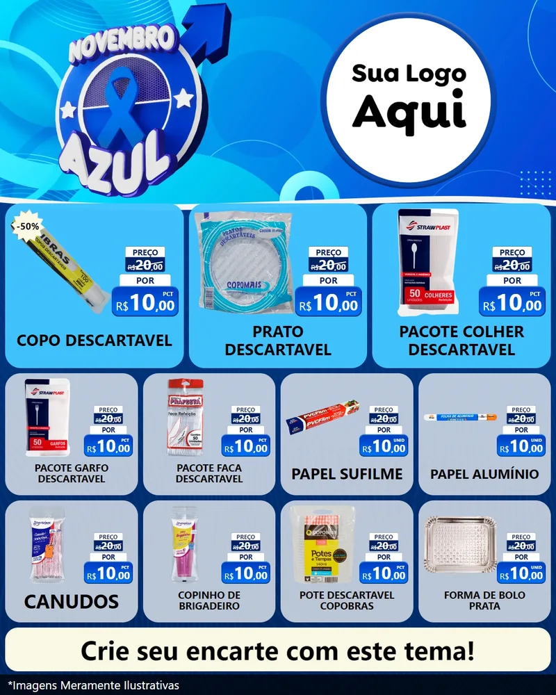 Modelo de Rede Social para Feed Instagram com o tema Novembro Azul para Embalagens