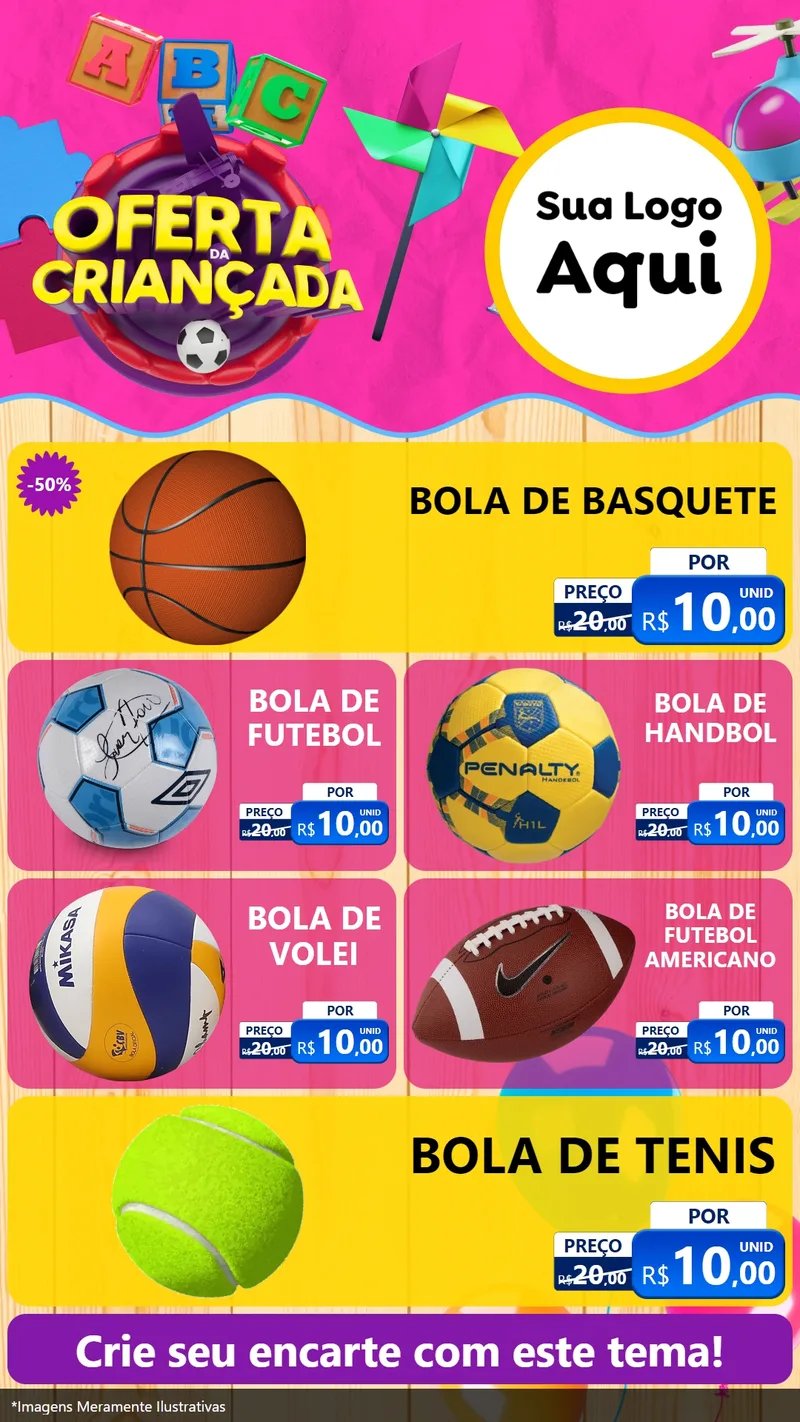 Modelo de TV para TV Vertical com o tema Oferta da Criançada para Artigos Esportivos