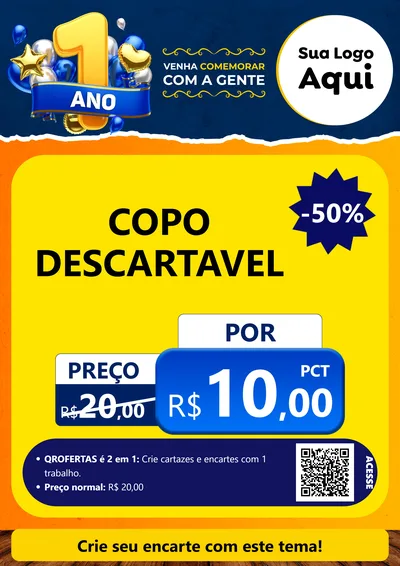 Modelo de Cartaz para Cartaz A4 Vertical com o tema Um Ano de Aniversário para Embalagens