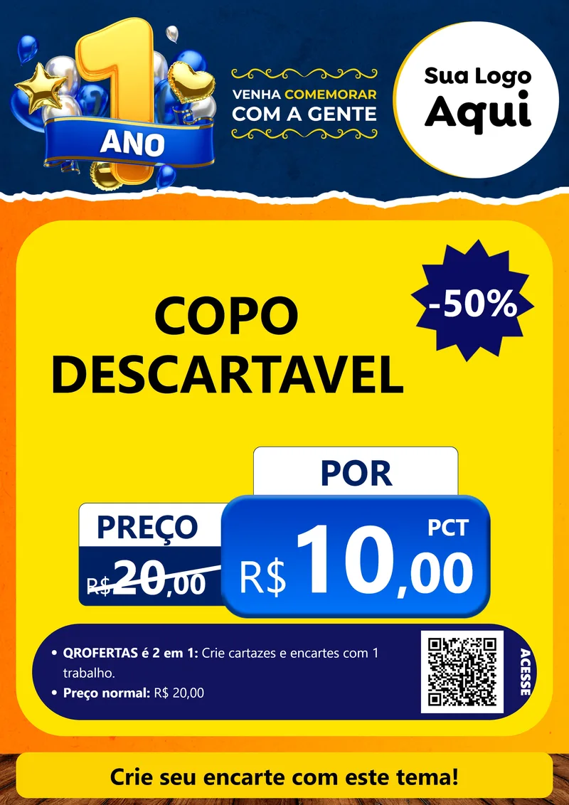 Modelo de Cartaz para Cartaz A4 Vertical com o tema Um Ano de Aniversário para Embalagens