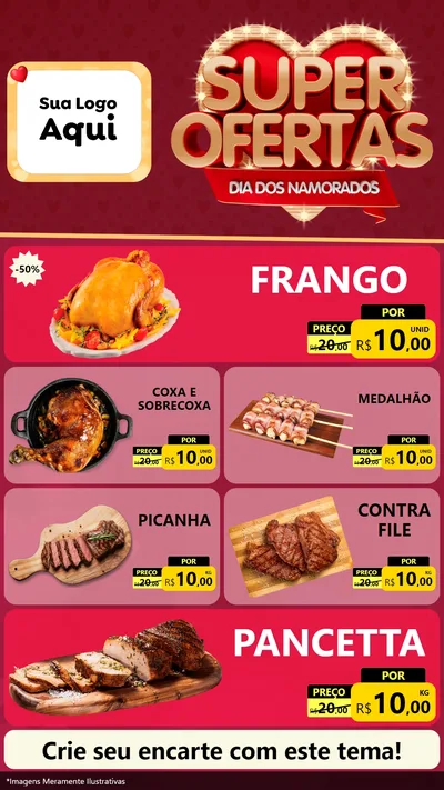 Modelo de TV para TV Vertical com o tema Dia dos Namorados para Assados