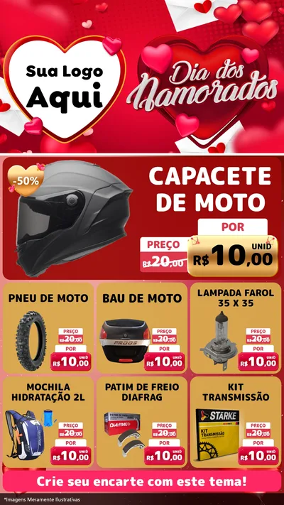 Modelo de Rede Social para Stories com o tema Dia Dos Namorados para Moto peças