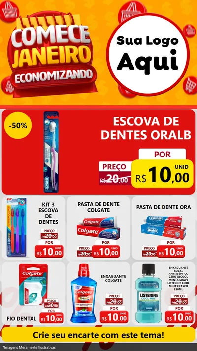 Modelo de Rede Social para Stories com o tema Comece Janeiro Economizando para Higiene Pessoal