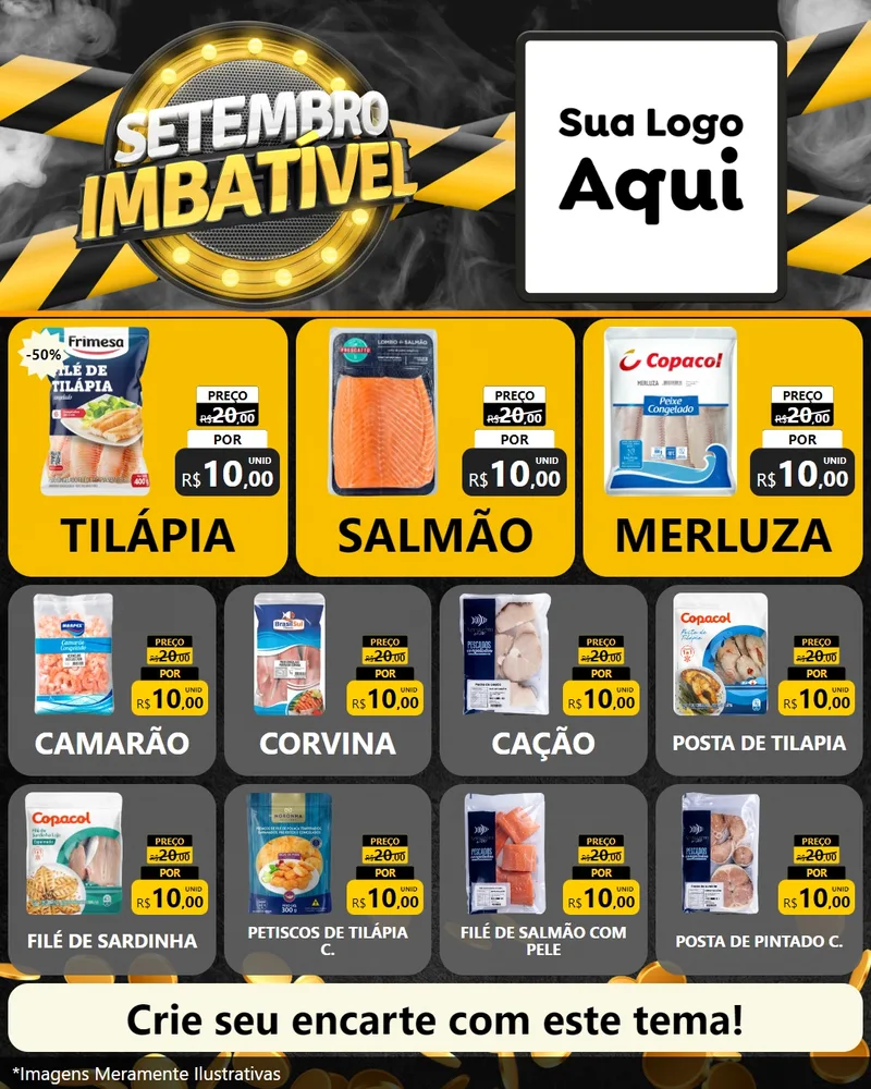 Modelo de Rede Social para Feed Instagram com o tema Setembro Imbatível para Peixaria