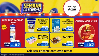 Modelo de TV para TV Horizontal com o tema Semana da Economia para Frios e Laticínios