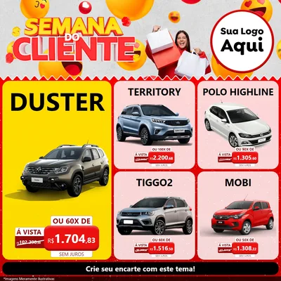 Modelo de Rede Social para Feed Facebook com o tema Semana do Cliente para Concessionaria de Carros