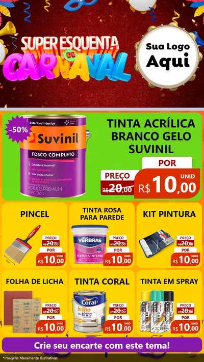 Modelo de Rede Social para Stories com o tema Super Esquenta de Carnaval para Tintas e Ferramentas