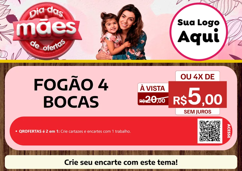 Modelo de Cartaz para Cartaz A4 Horizontal com o tema Dia Das Mães De Ofertas para Móveis e Eletro