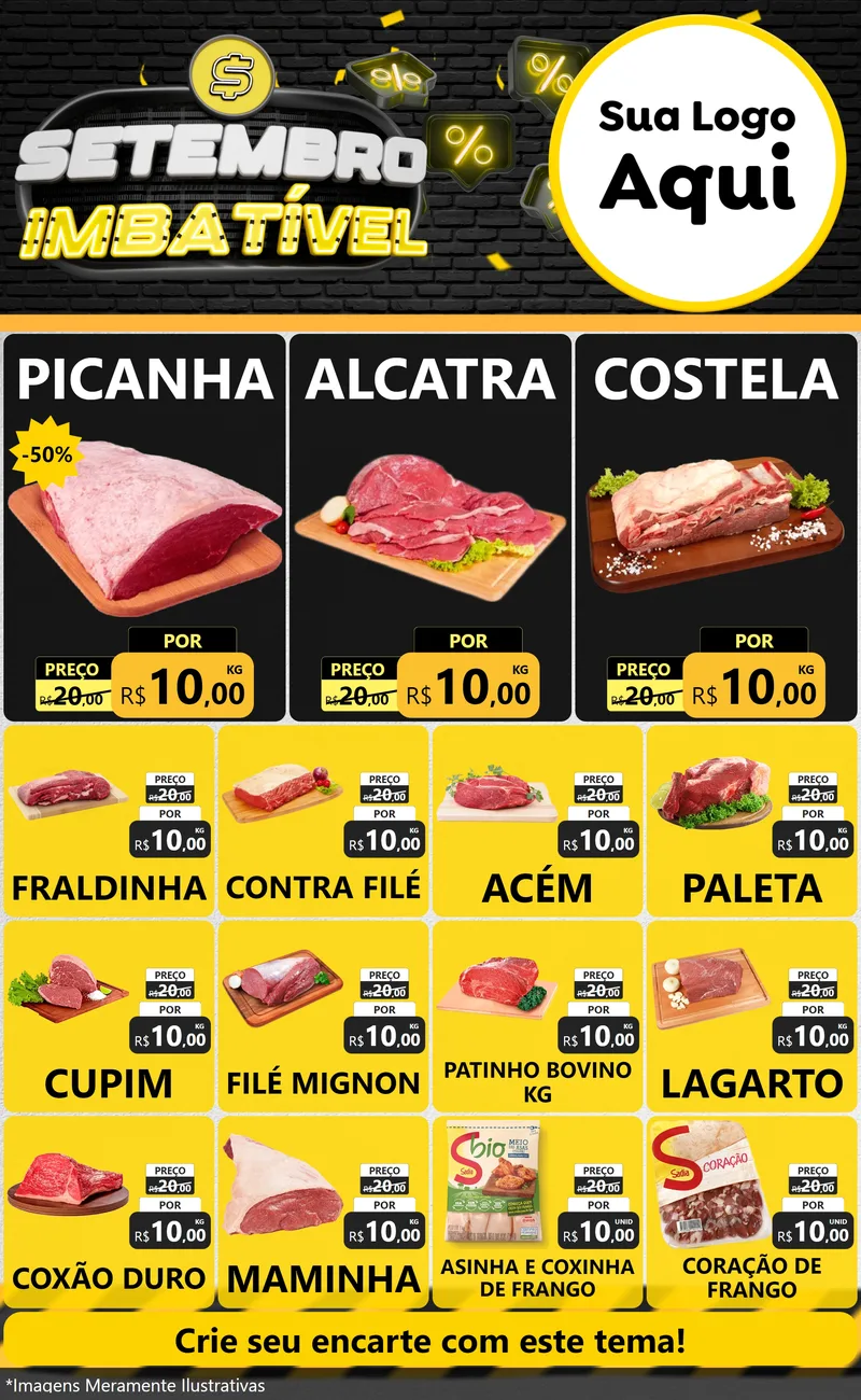 Modelo de Encarte para Encarte Grande com o tema Setembro Imbatível para Açougue